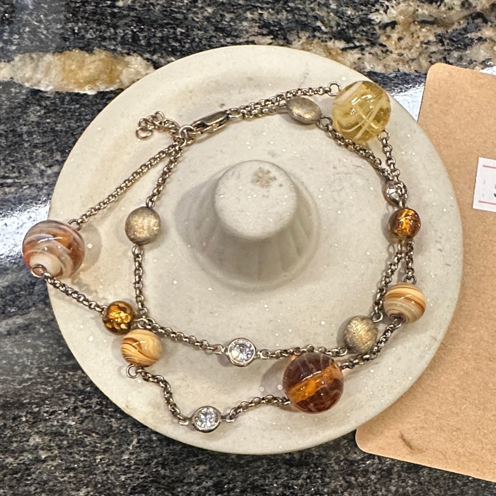 Chic Amber and Gold Beaded Bracelet